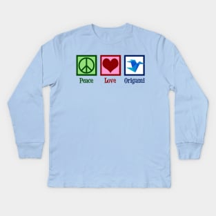 Peace Love Origami Kids Long Sleeve T-Shirt